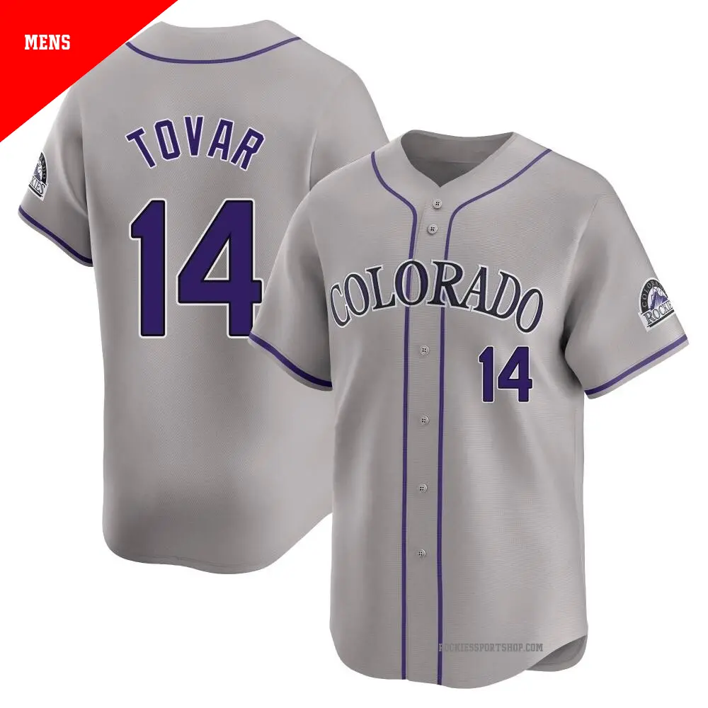 colorado rockies gear Men's #14 Ezequiel Tovar Colorado Rockies Gray Limited Road Jersey