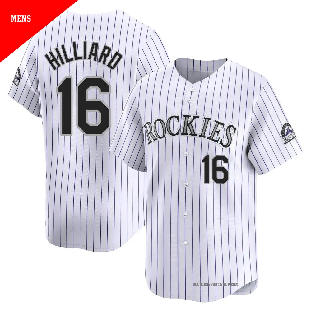 colorado rockies gear Men's #16 Sam Hilliard Colorado Rockies White Limited Home Jersey