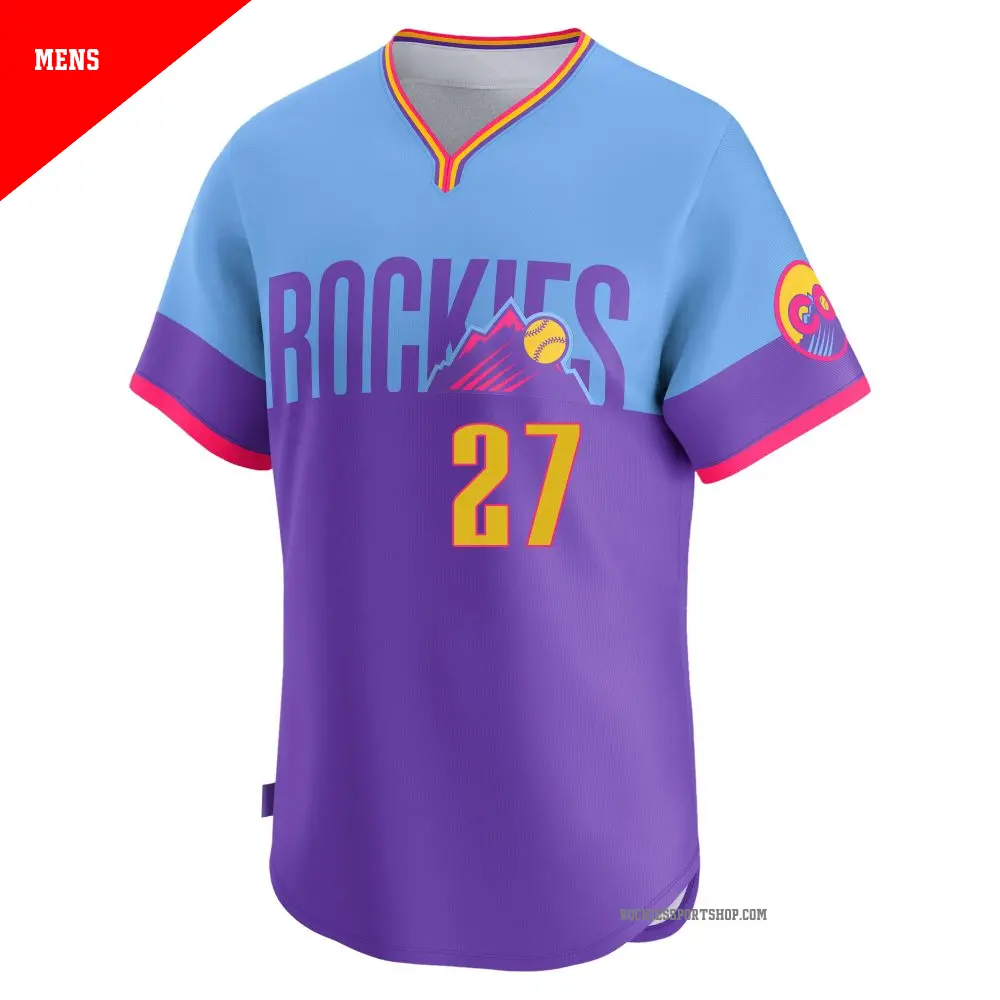 Men's #27 Jordan Beck Colorado Rockies Light Blue Limited Purple