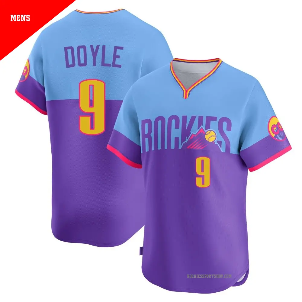 Men's #9 Brenton Doyle Colorado Rockies Light Blue Limited Purple