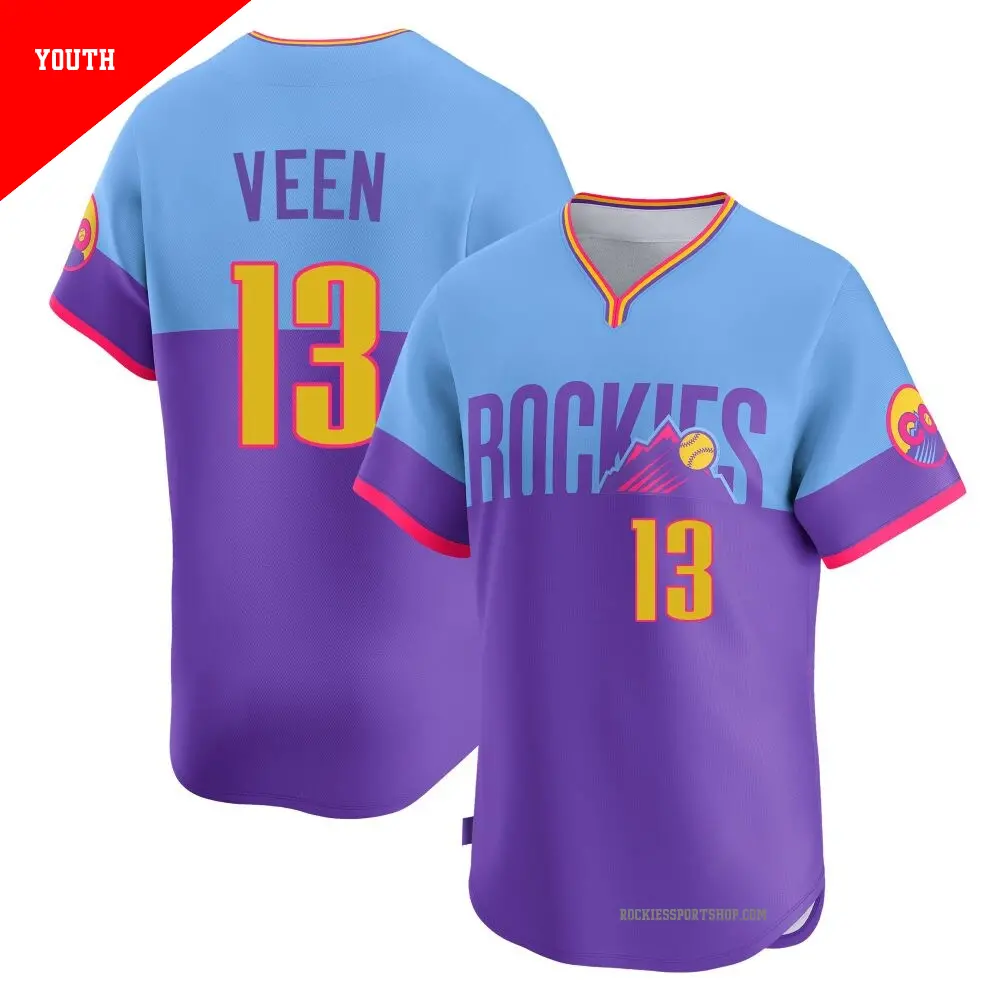 Men's #13 Zac Veen Colorado Rockies Light Blue Limited Purple
